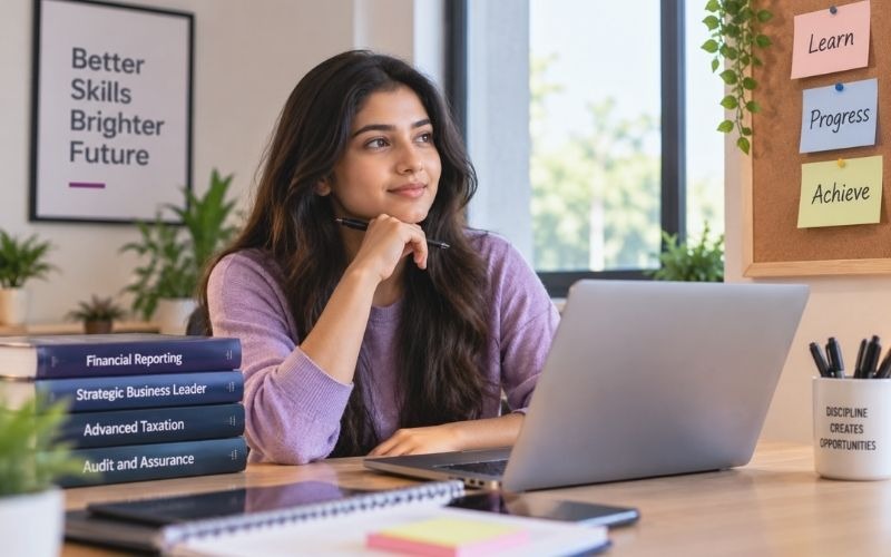 student studying for acca courses online